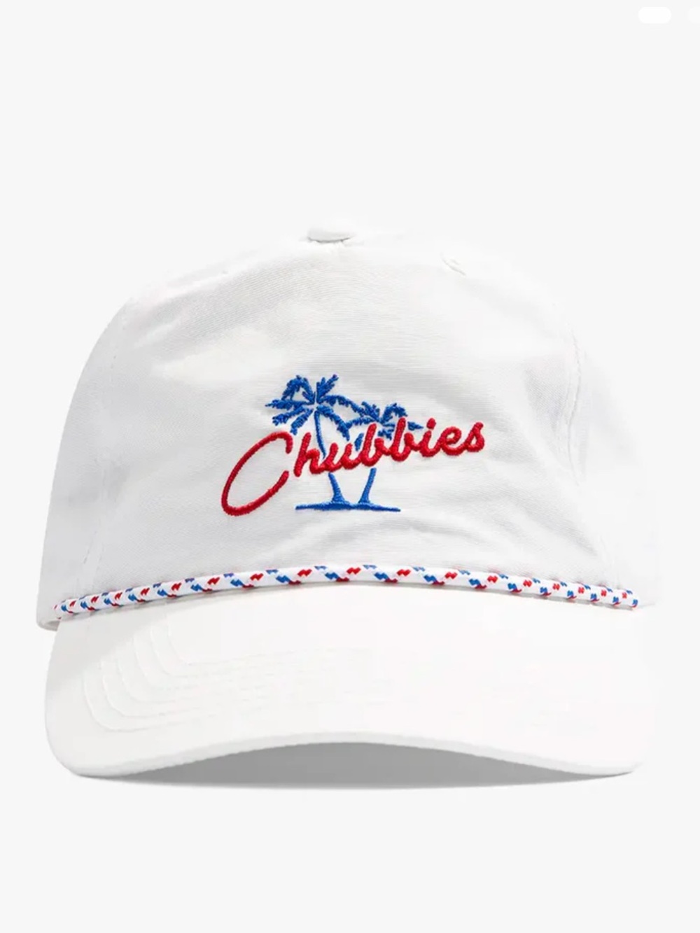 Chubbies Men's White Nylon Rope Red Blue Baseball Cap Hat Unisex NEW